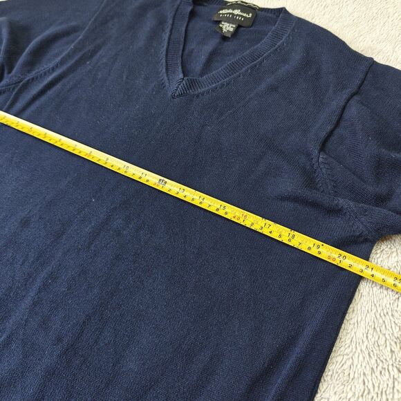 Eddie Bauer V-Neck Sweater Men's L Tall Blue 100% Supima Cotton Made in UK - Picture 3 of 4